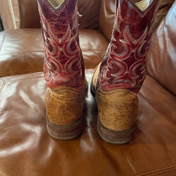 J.B. Dillon Cooper Men’s Western Square Toe Cowboy Boot Leather Tan Red 8.5D - Picture 6 of 8